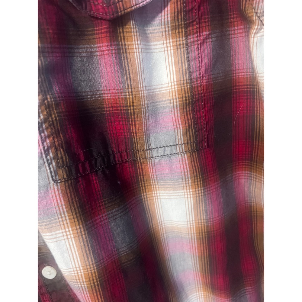 Urban Pipeline Plaid Western Shirt Mens Large Burgundy L/S - Picture 4 of 6